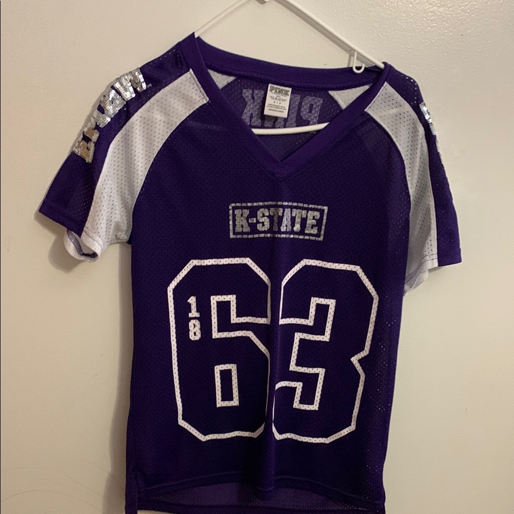 PINK Victoria's Secret Purple and White Sports Jersey